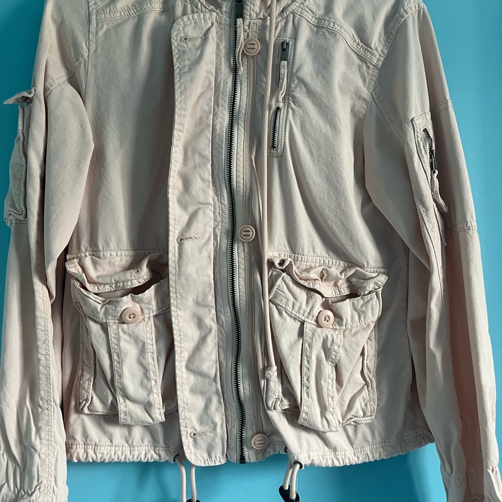 American Eagle Outfitters Cream Utility Jacket